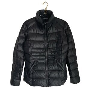 Andrew Marc Womens Down Puffer Jacket Small Black 650 Fill Insulated Packable